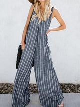 Elegant Striped One-piece Wide-leg Pants - Jumpsuit & Rompers - INS | Online Fashion Free Shipping Clothing, Dresses, Tops, Shoes - 01/07/2021 - 20-30 - Bottoms