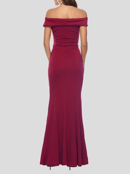Elegant V-neck Slit Off-the-shoulder Dress - Maxi Dresses - INS | Online Fashion Free Shipping Clothing, Dresses, Tops, Shoes - 17/06/2021 - 30-40 - color-blue