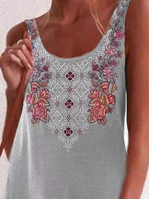 Embroidered Big Swing Vest Stitching Dress - Mini Dresses - INS | Online Fashion Free Shipping Clothing, Dresses, Tops, Shoes - 17/06/2021 - 20-30 - color-gray