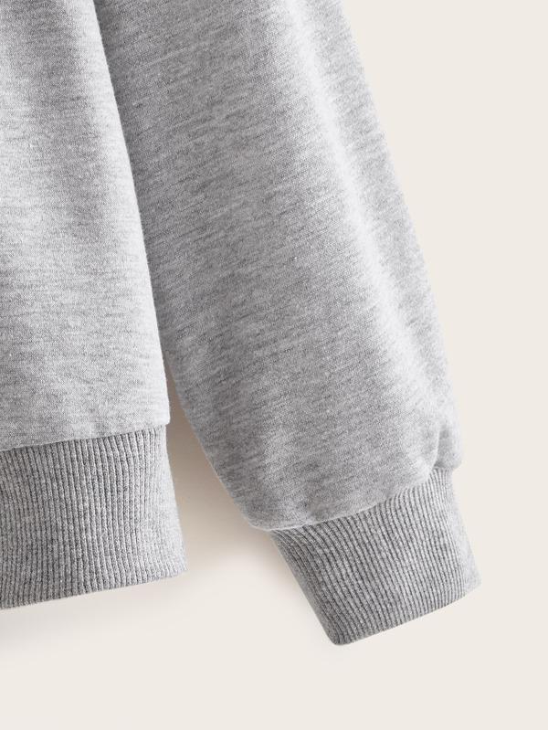 Embroidered Heather Grey Sweatshirt - INS | Online Fashion Free Shipping Clothing, Dresses, Tops, Shoes