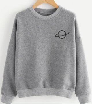 Embroidered Heather Grey Sweatshirt - Sweatshirts - INS | Online Fashion Free Shipping Clothing, Dresses, Tops, Shoes - 01/02/2021 - Casual - GMC-All Under $15