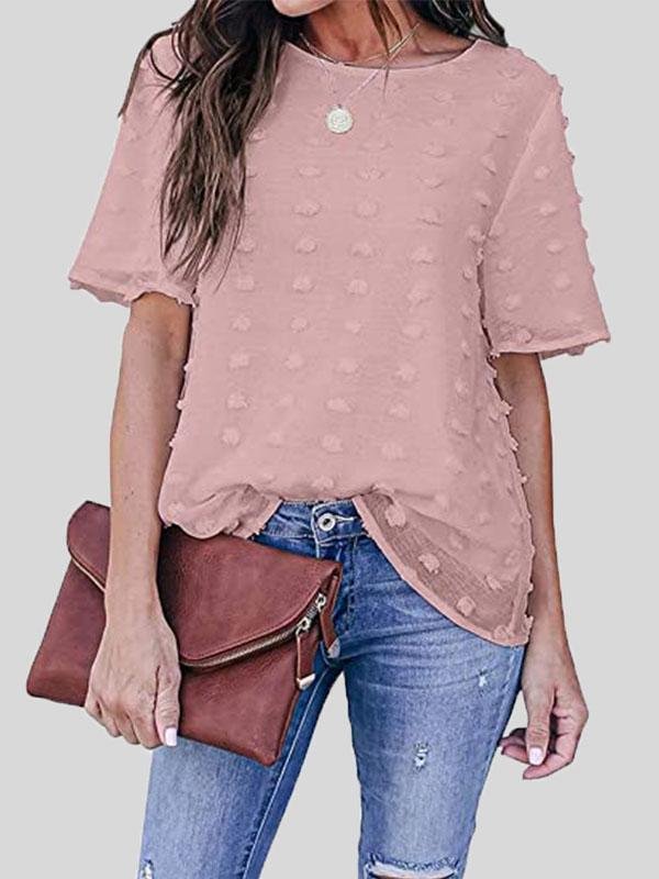 Embroidered Tulle Fake Two-piece Chiffon Short Sleeve T-shirts - T-Shirts - INS | Online Fashion Free Shipping Clothing, Dresses, Tops, Shoes - 04/06/2021 - Category_T-Shirts - Color_Coffee
