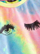 Eye and Eyelash Print Tie Dye Pullover - Sweatshirts - INS | Online Fashion Free Shipping Clothing, Dresses, Tops, Shoes - 01/30/2021 - Casual - GMC-All Under $10