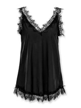 Eyelash Lace Trim Satin Sleeveless Top - Tank Tops - INS | Online Fashion Free Shipping Clothing, Dresses, Tops, Shoes - 27/04/2021 - Color_Black - Color_White
