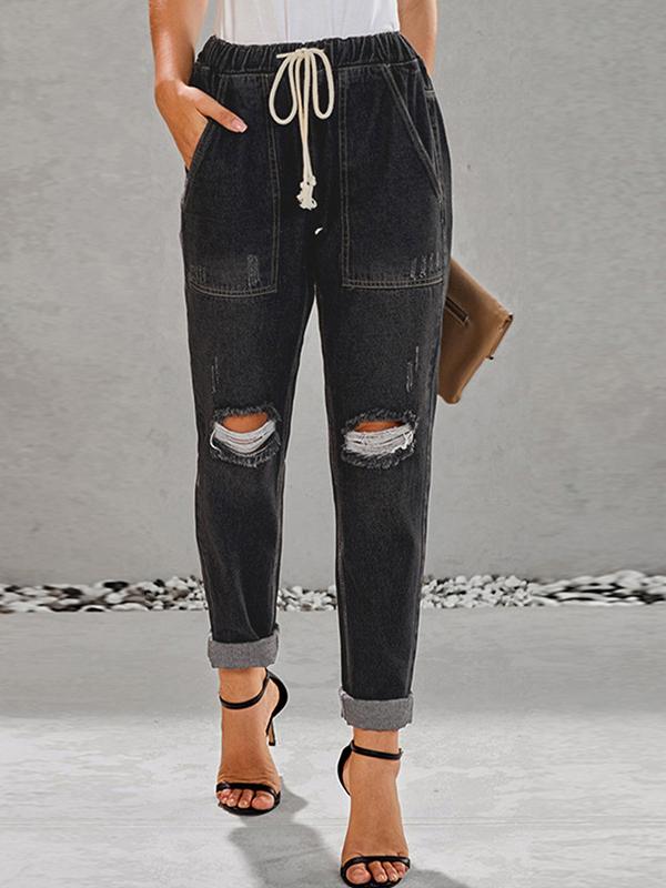 Fashion Casual Street Hipster Straight Leg Ripped Trousers Jeans - Jeans - INS | Online Fashion Free Shipping Clothing, Dresses, Tops, Shoes - 20-30 - 21/07/2021 - Bottoms