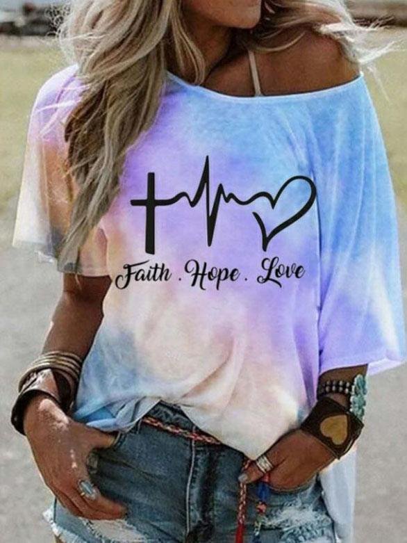 Fashion Gradient Color Letter Print Loose T-shirt - T-Shirts - INS | Online Fashion Free Shipping Clothing, Dresses, Tops, Shoes - 05/06/2021 - Color_Blue - Color_Pink