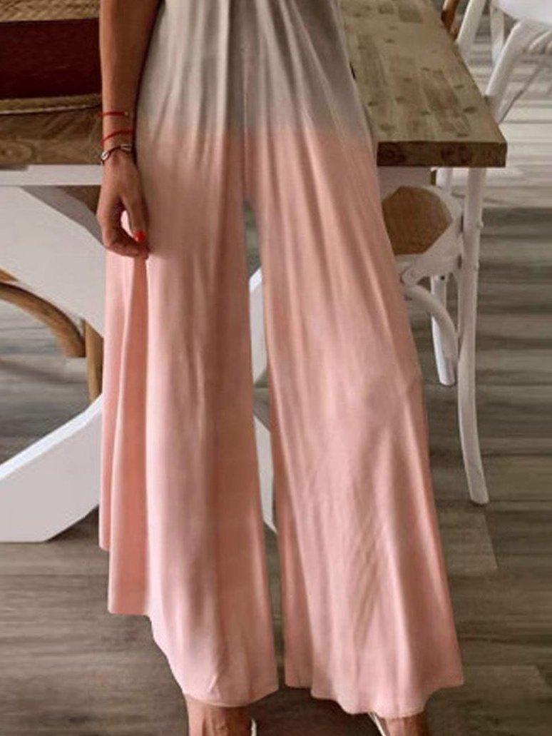 Fashion Gradient V Neck Wide-leg Suspender Jumpsuits - Jumpsuits & Rompers - INS | Online Fashion Free Shipping Clothing, Dresses, Tops, Shoes - 06/07/2021 - 20-30 - Bottoms