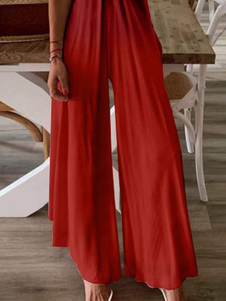 Fashion Gradient V Neck Wide-leg Suspender Jumpsuits - Jumpsuits & Rompers - INS | Online Fashion Free Shipping Clothing, Dresses, Tops, Shoes - 06/07/2021 - 20-30 - Bottoms