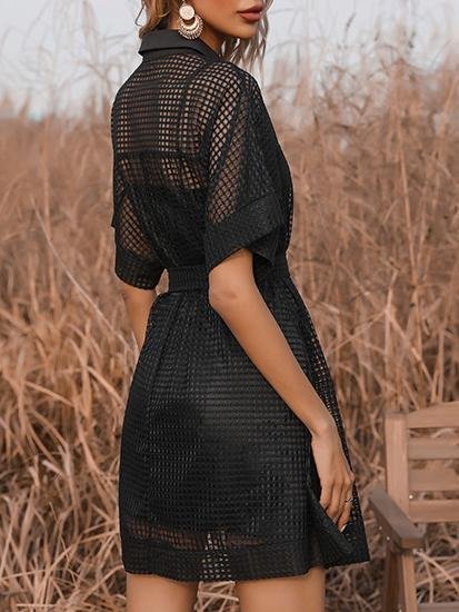 Fashion Lace-up Black Mesh See-through Dress - Mini Dresses - INS | Online Fashion Free Shipping Clothing, Dresses, Tops, Shoes - 02/07/2021 - 30-40 - color-black
