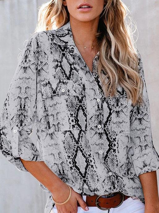 Fashion Lapel Leopard Printed Mid-sleeve Shirt - Blouses - INS | Online Fashion Free Shipping Clothing, Dresses, Tops, Shoes - 08/06/2021 - BLO2106080047 - Blouses