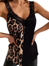 Fashion Leopard Lace Stitching Camisole - Tank Tops - INS | Online Fashion Free Shipping Clothing, Dresses, Tops, Shoes - 10-20 - 21/06/2021 - color-black