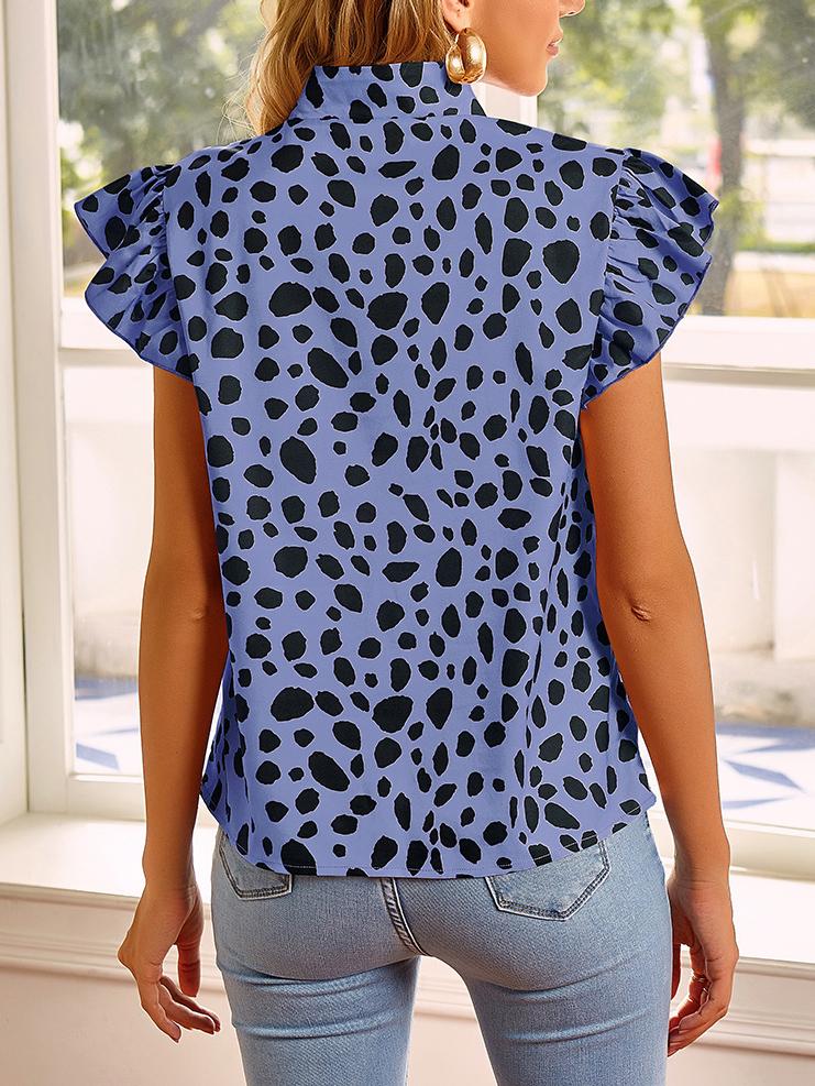 Fashion Leopard Print Ruffle Sleeve Top - Blouses - INS | Online Fashion Free Shipping Clothing, Dresses, Tops, Shoes - 03/07/2021 - 10-20 - BLO2107031149