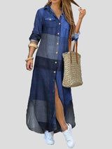 Fashion Long-sleeved Plaid Print Shirt Dress - Maxi Dresses - INS | Online Fashion Free Shipping Clothing, Dresses, Tops, Shoes - 20-30 - 22/06/2021 - color-blue