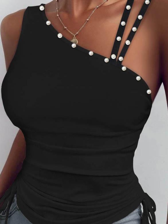 Fashion Pearl Strapless Sling Vest - Tank Tops - INS | Online Fashion Free Shipping Clothing, Dresses, Tops, Shoes - 04/06/2021 - Color_Black - Color_Gray