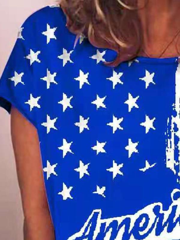 Fashion Personality Printed Short-sleeved T-shirt - T-shirts - INS | Online Fashion Free Shipping Clothing, Dresses, Tops, Shoes - 01/06/2021 - Color_Blue - Color_Red