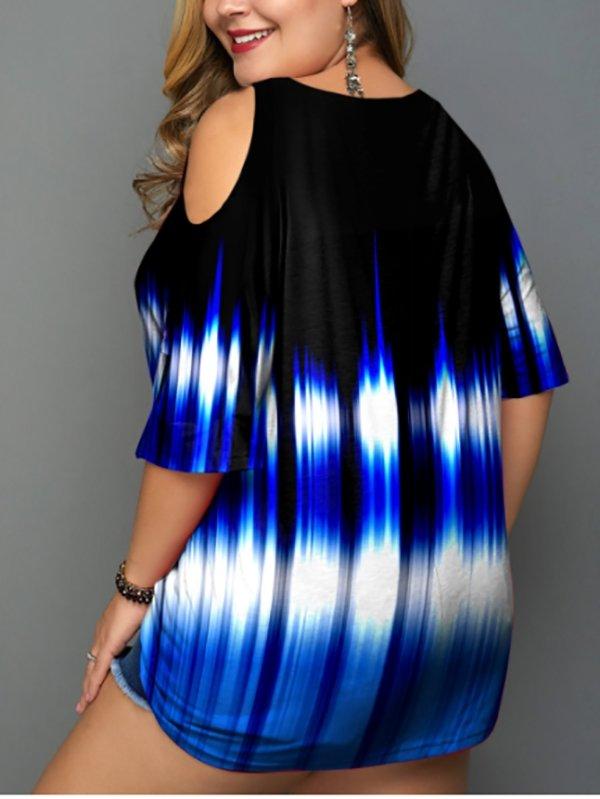 Fashion Plus Size Corrugated Printed Off-shoulder T-shirt - T-shirts - INS | Online Fashion Free Shipping Clothing, Dresses, Tops, Shoes - 13/05/2021 - 13052021 - 130521