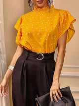 Fashion Polka-dot Ruffle Sleeve Top - Blouses - INS | Online Fashion Free Shipping Clothing, Dresses, Tops, Shoes - 10-20 - 18/06/2021 - BLO2106180118