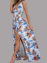Fashion Printed Slit Suspender Skirt - Maxi Dresses - INS | Online Fashion Free Shipping Clothing, Dresses, Tops, Shoes - 11/06/2021 - Color_Blue - Color_Red