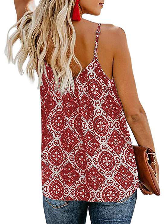 Fashion Printed Suspender V-neck Tank Tops - Tank Tops - INS | Online Fashion Free Shipping Clothing, Dresses, Tops, Shoes - 19/05/2021 - Color_Blue - Color_Pink