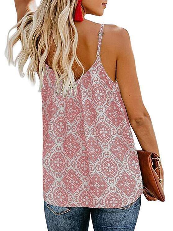 Fashion Printed Suspender V-neck Tank Tops - Tank Tops - INS | Online Fashion Free Shipping Clothing, Dresses, Tops, Shoes - 19/05/2021 - Color_Blue - Color_Pink