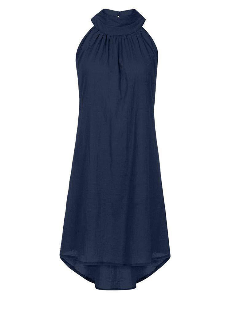 Fashion Round Neck Pleated Sleeveless Mini Dress - Mini Dresses - INS | Online Fashion Free Shipping Clothing, Dresses, Tops, Shoes - 31/05/2021 - Color_Blue - Color_Gray