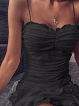Fashion Sleeveless Drawstring Irregular Ruffle Skirt - Mini Dresses - INS | Online Fashion Free Shipping Clothing, Dresses, Tops, Shoes - 17/06/2021 - 20-30 - color-black