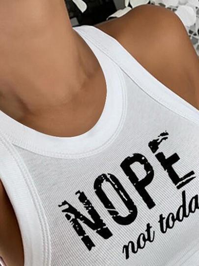 Fashion Slim Letter Print Short Vest - Tank Tops - INS | Online Fashion Free Shipping Clothing, Dresses, Tops, Shoes - 31/05/2021 - Color_White - Low stock