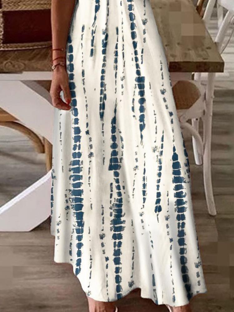 Fashion Sling Printed V Neck Sleeveless A-line Maxi Dress - Maxi Dresses - INS | Online Fashion Free Shipping Clothing, Dresses, Tops, Shoes - 20/05/2021 - Color_White - DRE2105201026
