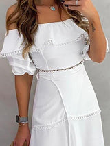 Fashion Solid Color Off Shoulder Split Hem Maxi Dress - Maxi Dresses - INS | Online Fashion Free Shipping Clothing, Dresses, Tops, Shoes - 20/05/2021 - Color_White - DRE2105201024
