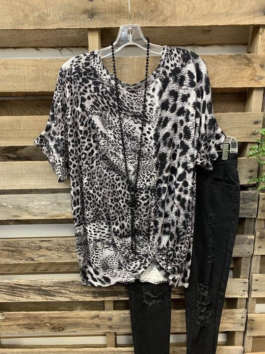 FASHION STITCHING LEOPARD PRINT CASUAL TOP - INS | Online Fashion Free Shipping Clothing, Dresses, Tops, Shoes