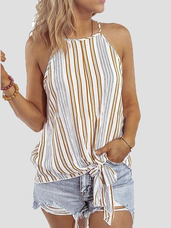 Fashion Striped Sling Off Shoulder Sleeveless Vest - Tank Tops - INS | Online Fashion Free Shipping Clothing, Dresses, Tops, Shoes - 02/06/2021 - Color_Black - Color_Green