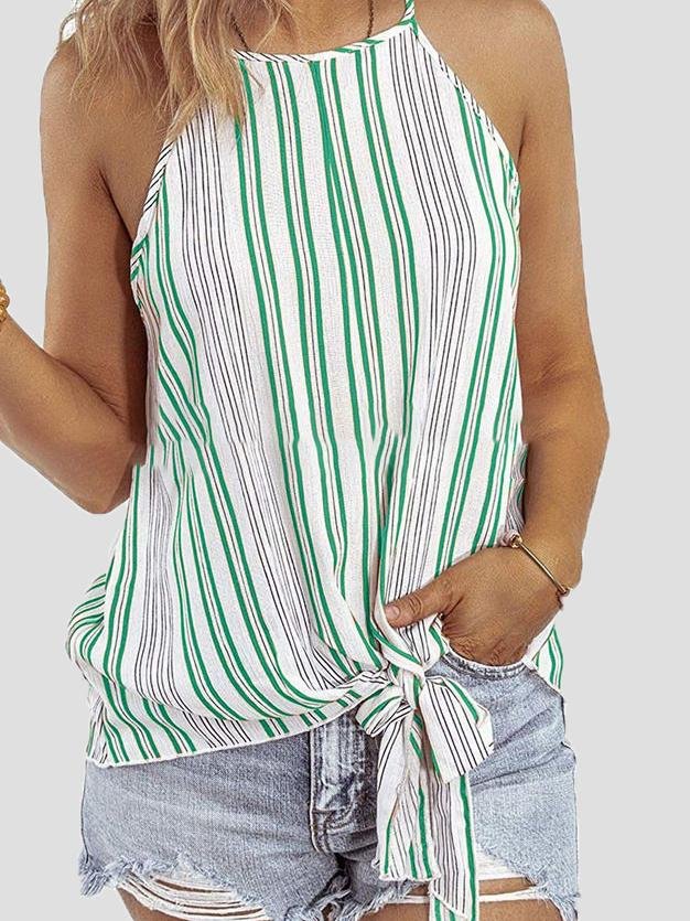 Fashion Striped Sling Off Shoulder Sleeveless Vest - Tank Tops - INS | Online Fashion Free Shipping Clothing, Dresses, Tops, Shoes - 02/06/2021 - Color_Black - Color_Green