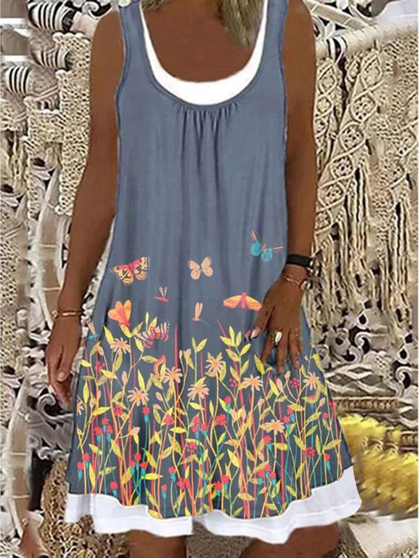 Fashion Sunflower Print Casual Dress - Mini Dresses - INS | Online Fashion Free Shipping Clothing, Dresses, Tops, Shoes - 20-30 - 21/06/2021 - color-gray