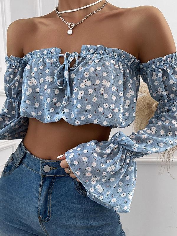 Fashion Tube Top Prnt Short Blouse - Blouses - INS | Online Fashion Free Shipping Clothing, Dresses, Tops, Shoes - 31/05/2021 - BLO210531290 - Blouses