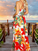 Fashion V-neck Bohemian Floral Sling Long Skirt - Maxi Dresses - INS | Online Fashion Free Shipping Clothing, Dresses, Tops, Shoes - 09/06/2021 - Color_Black - Color_Blue
