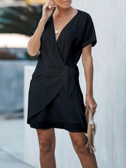 Fashion V-neck Lace-up Short Dress - Mini Dresses - INS | Online Fashion Free Shipping Clothing, Dresses, Tops, Shoes - 02/07/2021 - 20-30 - color-army-green