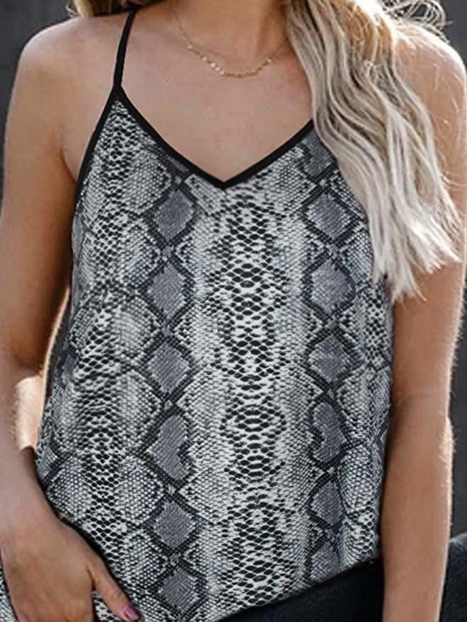 Fashion V-neck Printed Sleeveless Tank Top - Tank Tops - INS | Online Fashion Free Shipping Clothing, Dresses, Tops, Shoes - 01/06/2021 - Color_Gray - Color_Green