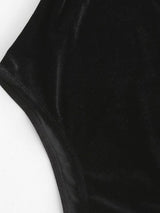 Faux Fur Panel Velvet Strapless Bodysuit - INS | Online Fashion Free Shipping Clothing, Dresses, Tops, Shoes