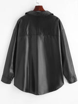 Faux Leather Front Pocket Shacket - INS | Online Fashion Free Shipping Clothing, Dresses, Tops, Shoes
