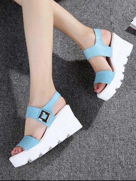 Faux Leather Platform Sandals with Cleated Platform - Shoes - INS | Online Fashion Free Shipping Clothing, Dresses, Tops, Shoes - 03/01/2021 - Casual - Going Out