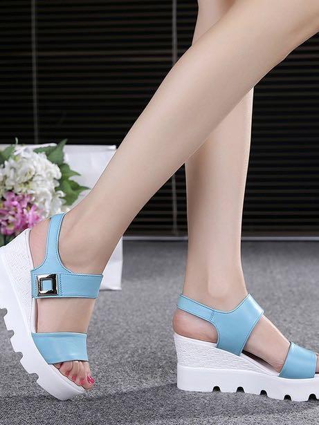 Faux Leather Platform Sandals with Cleated Platform - Shoes - INS | Online Fashion Free Shipping Clothing, Dresses, Tops, Shoes - 03/01/2021 - Casual - Going Out