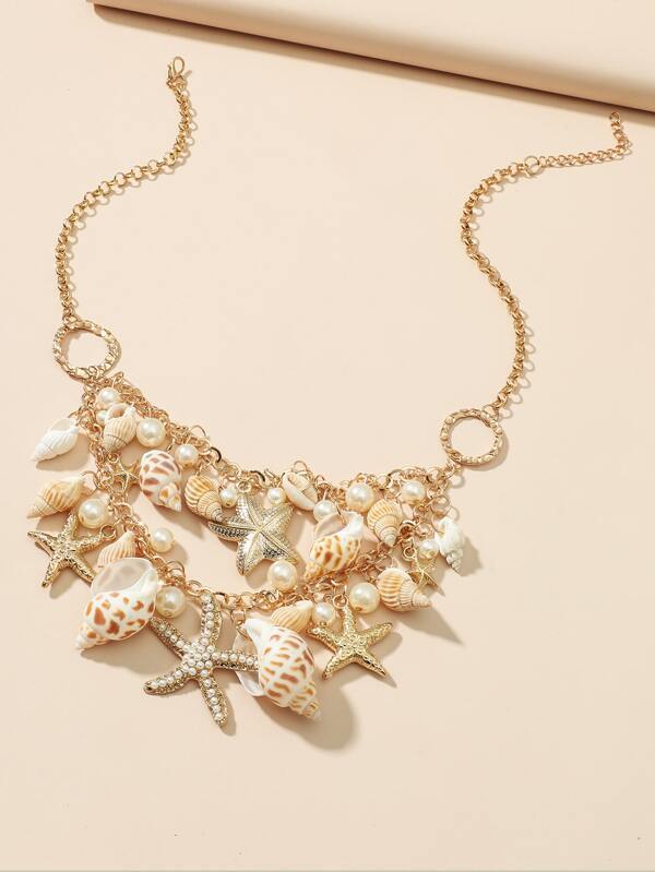 Faux Pearl Conch Charm Necklace - INS | Online Fashion Free Shipping Clothing, Dresses, Tops, Shoes
