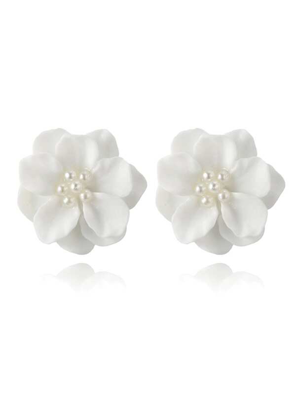 Faux Pearl Flower Stud Earrings 1pair - INS | Online Fashion Free Shipping Clothing, Dresses, Tops, Shoes