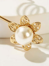 Faux Pearl & Leaf Decor Spiral Ring 1pc - INS | Online Fashion Free Shipping Clothing, Dresses, Tops, Shoes