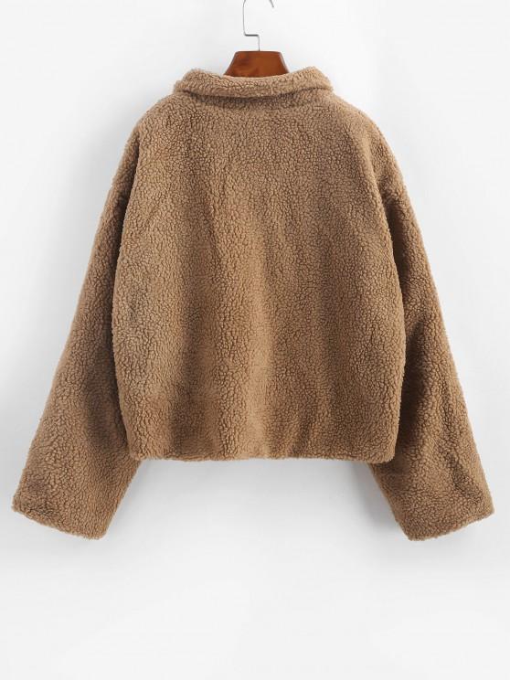 Faux Shearling Vinyl Flap Pocket Teddy Coat - INS | Online Fashion Free Shipping Clothing, Dresses, Tops, Shoes