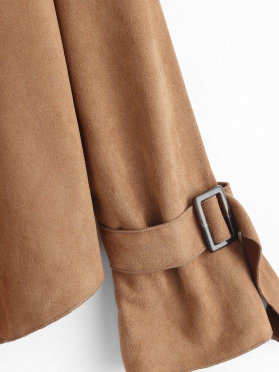 Faux Suede Open Front Buckle Cuff Coat - INS | Online Fashion Free Shipping Clothing, Dresses, Tops, Shoes