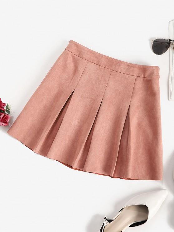 Faux Suede Pleated Mini Skirt - INS | Online Fashion Free Shipping Clothing, Dresses, Tops, Shoes