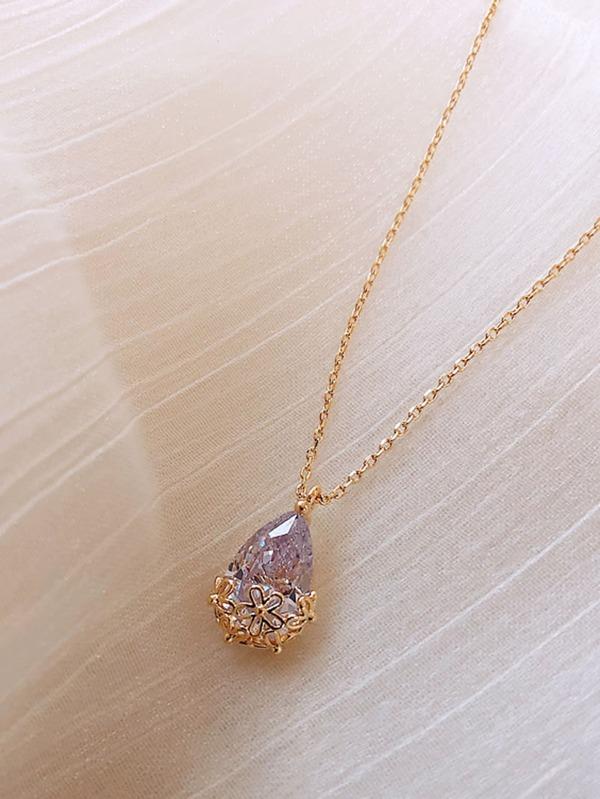 Faux Teardrop Crystal Charm Necklace - INS | Online Fashion Free Shipping Clothing, Dresses, Tops, Shoes