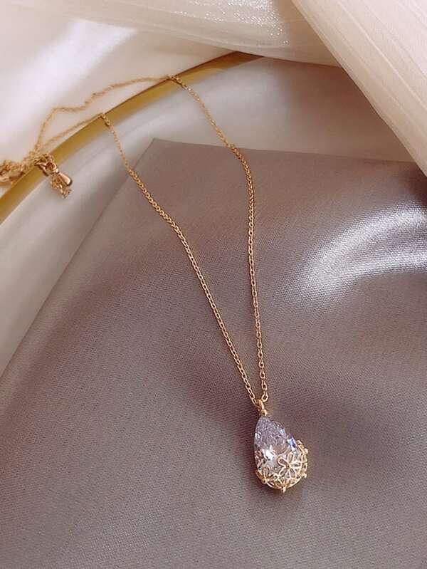 Faux Teardrop Crystal Charm Necklace - INS | Online Fashion Free Shipping Clothing, Dresses, Tops, Shoes