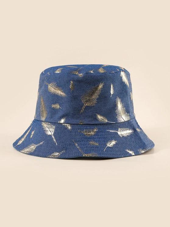 Feather Foil Print Bucket Hat - INS | Online Fashion Free Shipping Clothing, Dresses, Tops, Shoes